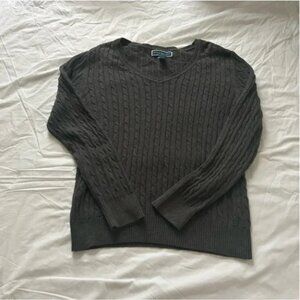 Women’s Karen Scott Cable Knit Sweater Dark Gray Size M